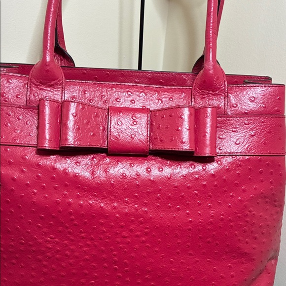 Red Ostrich Embossed Kate Spade Large Red Tote NWOT Bag - Picture 2 of 10